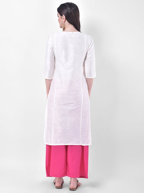 YU by Pantaloons Pink Cotton Printed Straight Kurta