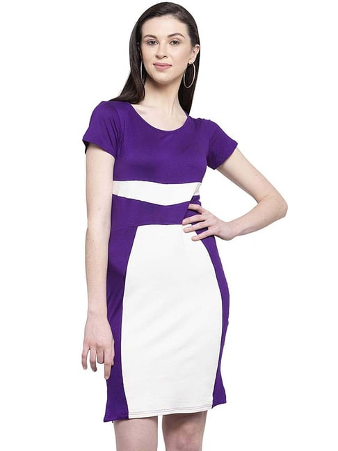 Buy Karmic Vision Purple Colour-Block Dress for Women Online