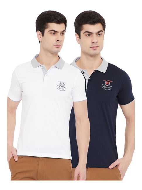 Buy Duke White \u0026 Blue Polo T-Shirt 