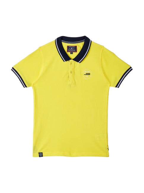 Buy Monte Carlo Kids Yellow Regular Fit Polo T-Shirt for Boys