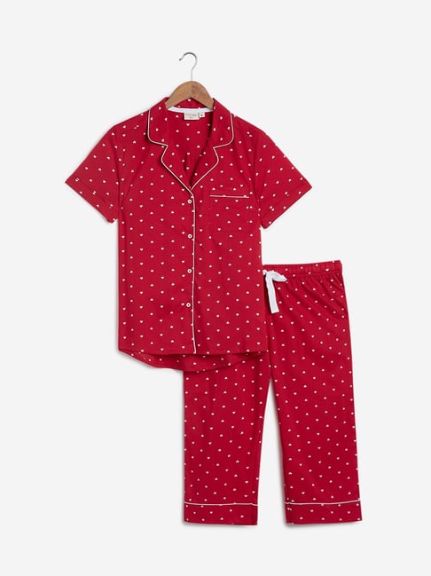 Buy Wunderlove by Westside Red Heart Print Shirt and Capris Set Online at  best price at TataCLiQ