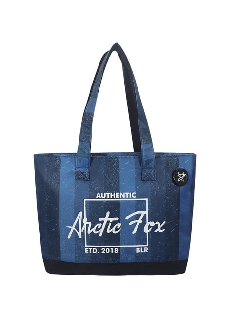 Arctic Fox Blue Printed Medium Laptop Tote Handbag Price in India