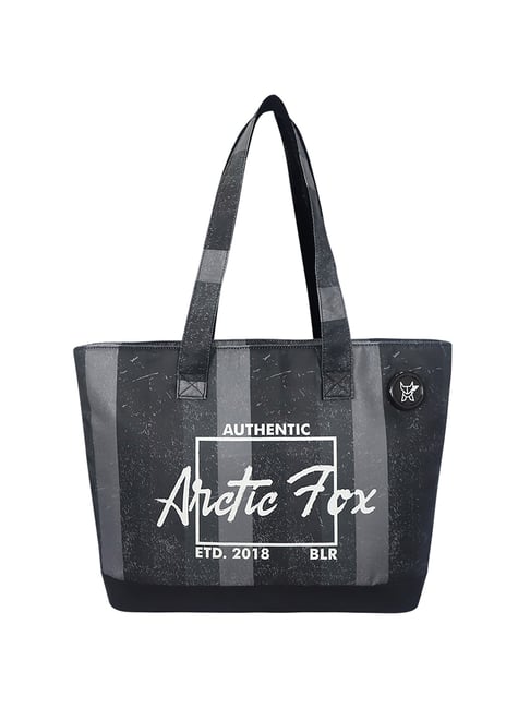 Arctic Fox Black Printed Medium Laptop Tote Handbag Price in India