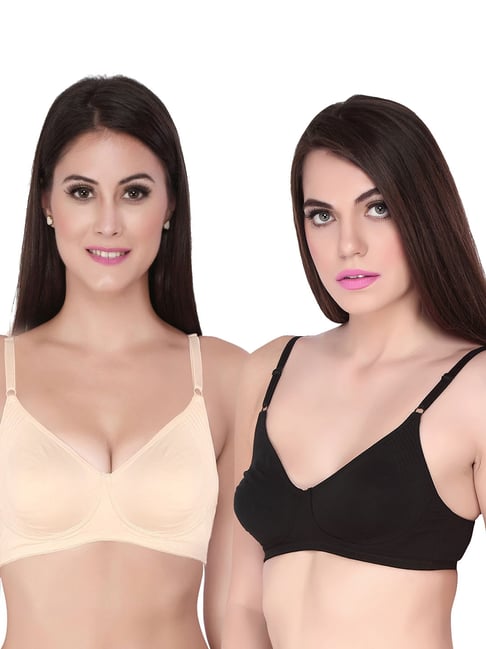 Buy SOIE Full Coverage Padded Non-Wired Lace Bra-Pack of 2-Multi