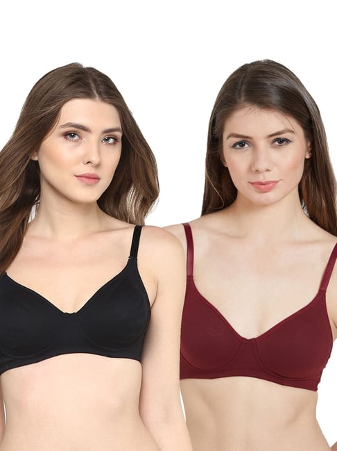 Soie Multicolor Non Wired Non Padded Everyday Bra (Pack Of 2)
