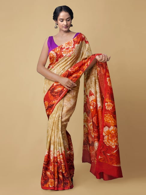 Unnati Silks Women's Digital Printed Crepe Soft Silk Saree Price in India