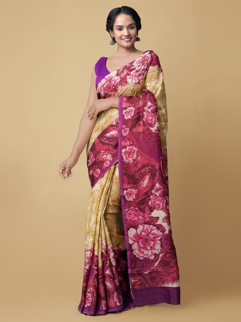 Unnati Silks Women's Digital Printed Crepe Soft Silk Saree Price in India