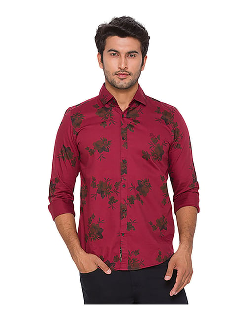 Buy Being Human Wine Floral Print Shirt 