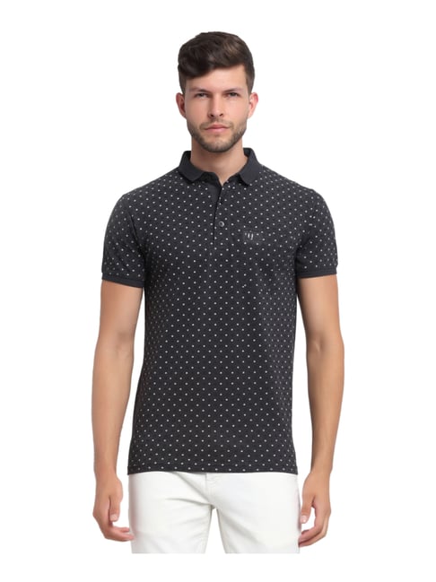Venitian- Forbidden Clothing Black Slim Fit Polka Dot Polo T-Shirt
