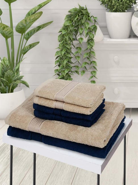 LORENA [6pc] 100% Cotton Super-Soft Terry Towels -2pc Bath, 4pc Hand (d`ross) solid-multi
