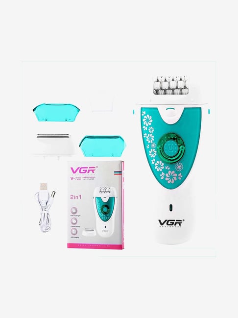 VGR V-722 2-in-1 Rechargeable Cordless Epilator for Women - 50 Min Runtime (White and Green)