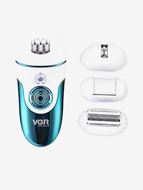 VGR V-700 4-in-1 Rechargeable Cordless Epilator for Women - 50 Min Runtime (White and Green)