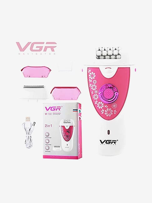 VGR V-722 2-in-1 Rechargeable Cordless Epilator for Women - 50 Min Runtime (White and Pink)