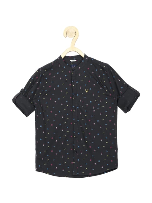 Allen Solly Junior Black Cotton Printed Shirt