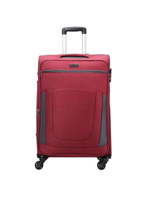 Buy Carriall Sleek Red Wheels Medium Soft Cabin Trolley 43 cm