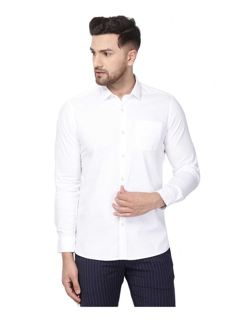 Blackberrys White Slim Fit Solid Shirt