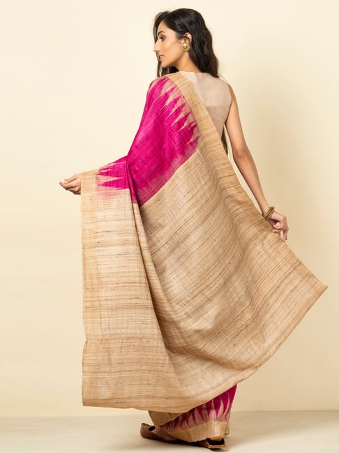 Buy Fabindia Solid/Plain Handloom Tussar Silk Pink Sarees Online @ Best  Price In India | Flipkart.com