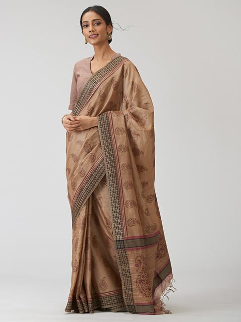 Buy Silk Tussar Woven Sari for Women Online at Fabindia | 10663348