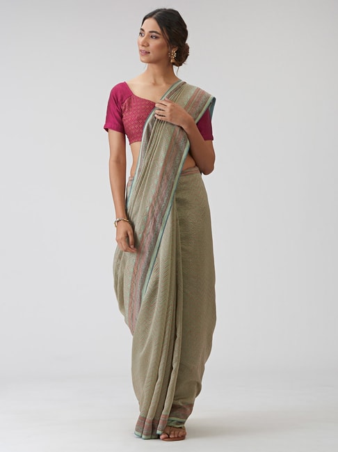 Fabindia Cotton Silk Printed  Saree with Blouse Piece Price in India