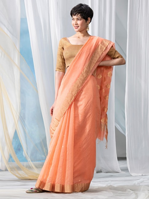Fabindia Cotton Silk Chanderi  Saree with Blouse Piece Price in India