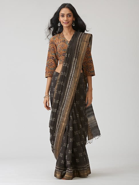 Buy Cotton Silk Maheshwari Sari for Women Online at Fabindia | 10648111