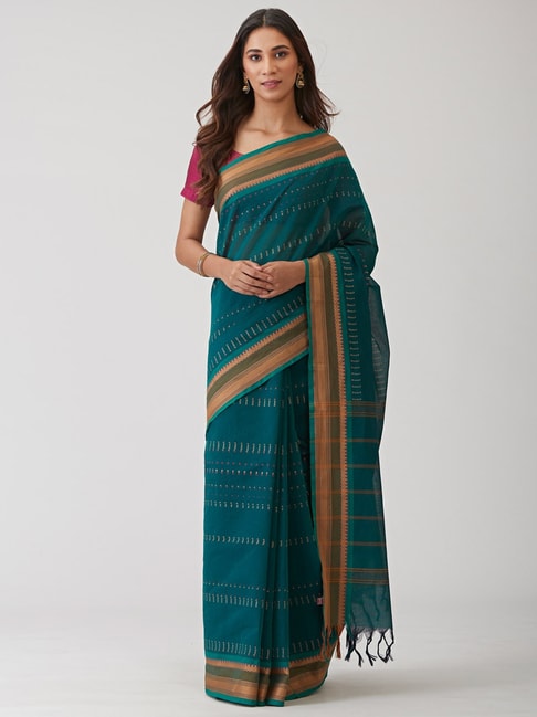 Fabindia Cotton Printed  Saree without Blouse Piece Price in India