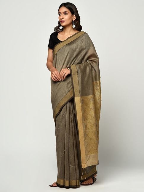 Fabindia Cotton Silk Woven Jamdani  Saree without Blouse Piece Price in India