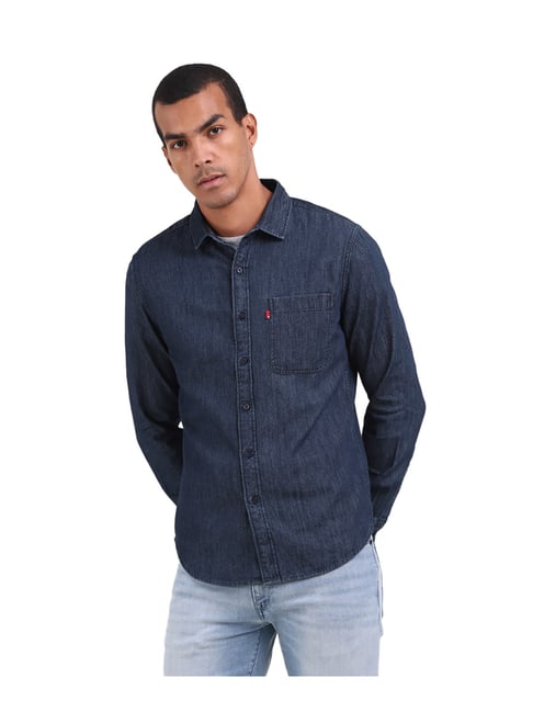 Stylish Men's Cotton Denim Full Sleeve Shirt - Dark Grey – 7 Man