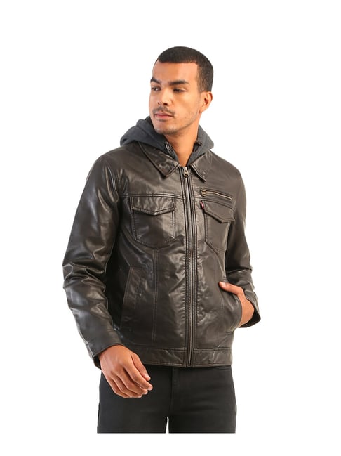Buy Levi's Brown Regular Fit Hooded Jacket for Men Online Tata CLiQ