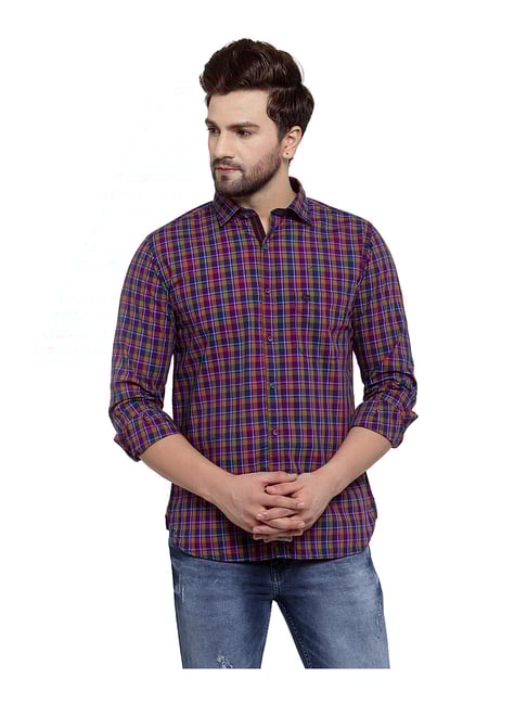 Buy Cantabil Multicolor Slim Fit Check Shirt for Men's Online