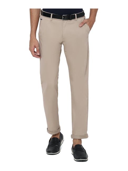 Buy Men Khaki Comfort Fit Solid Business Casual Trousers Online - 199450 | Allen  Solly