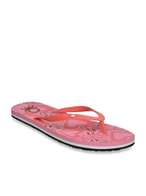 United Colors of Benetton Women's Pink & Brown Flip Flops