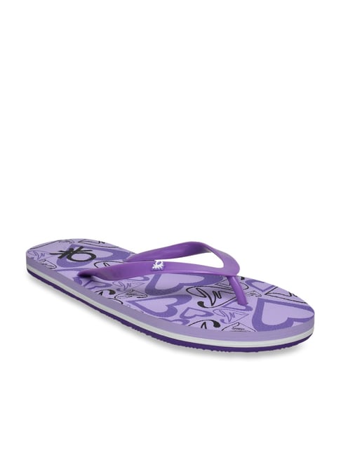 United Colors of Benetton Women's Purple & Black Flip Flops