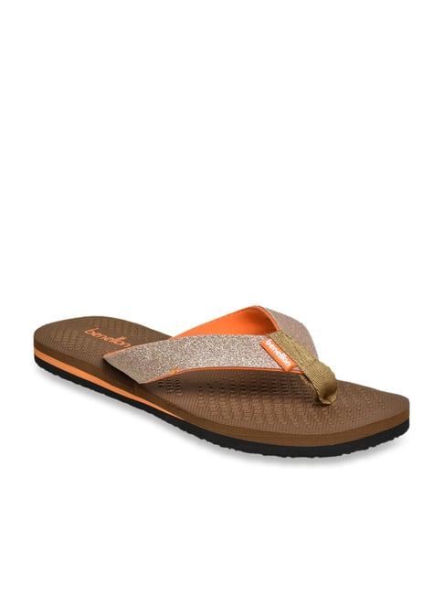 United Colors of Benetton Women's Silver & Orange Flip Flops