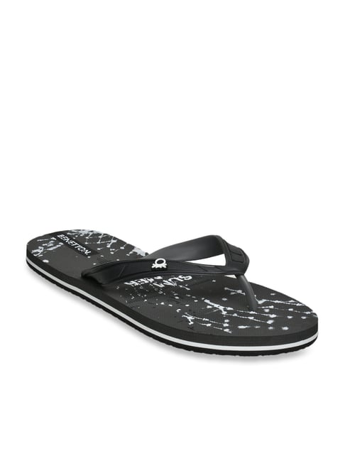 United Colors of Benetton Women's Black & White Flip Flops