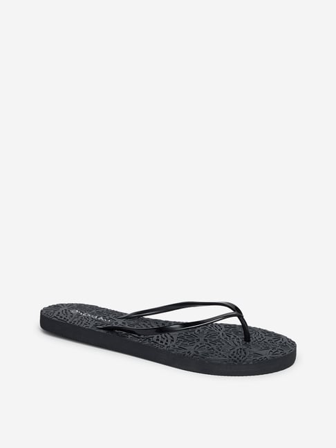 Buy LUNA BLU by Westside Black Leaf Pattern Flip-Flops Online at best price at TataCLiQ