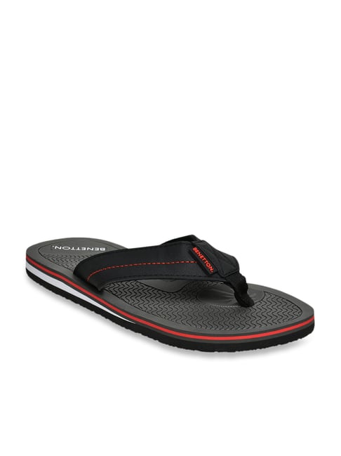 United Colors of Benetton Men's Black & Grey Flip Flops