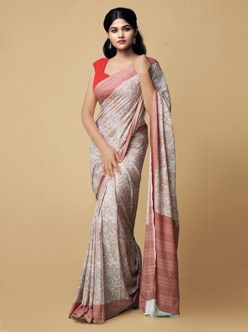 Unnati Silks Women's Fancy Printed Crepe Soft Silk Saree Price in India