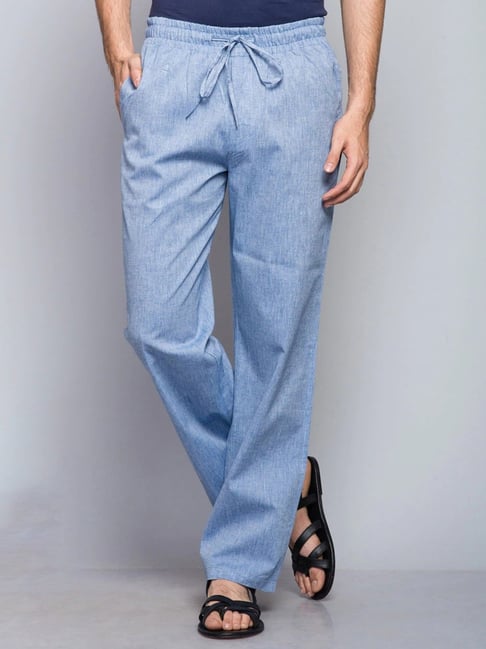 Buy White Linen Full Length Drawstring Pants for Men Online at Fabindia   10603621