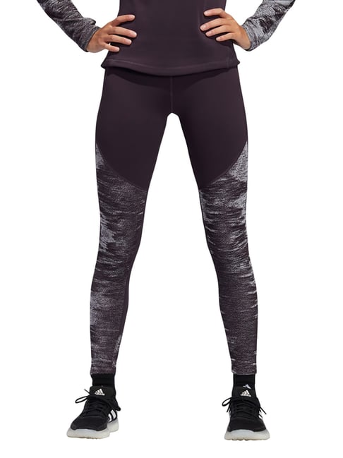 Buy Adidas Purple Textured Slim Fit Ask L Cw Tights for Women