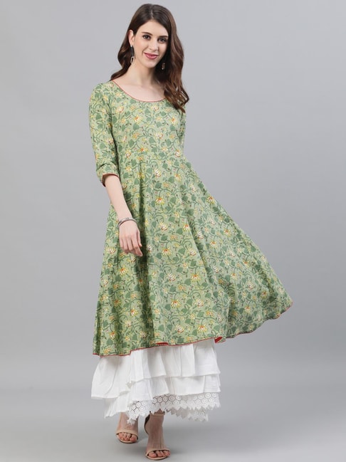 Aks Green Round Neck Maxi Dress Price in India