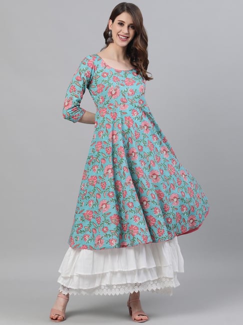 Aks Blue Round Neck Maxi Dress Price in India