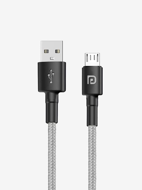 Portronics Konnect B POR-1234 1M Micro USB Cable (Black/Grey)