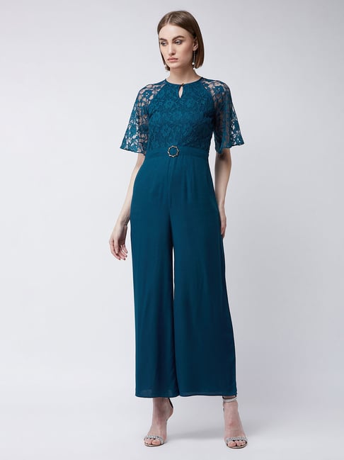 Buy Miss Chase Teal Lace Jumpsuit for Women Online @ Tata CLiQ