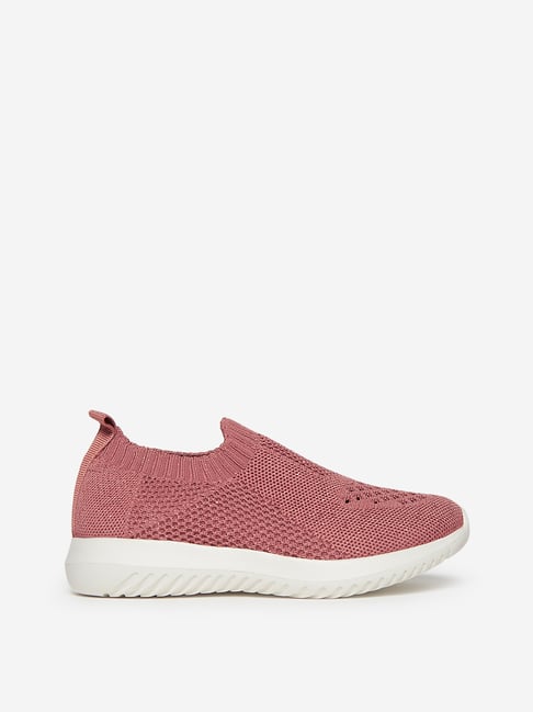 Buy Yellow Kids by Westside Dull Pink Knitted Slip-On Shoes Online at ...