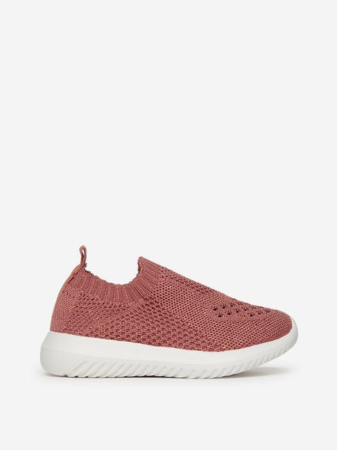 Yellow Kids by Westside Dusty Pink Knitted Slip-On Shoes