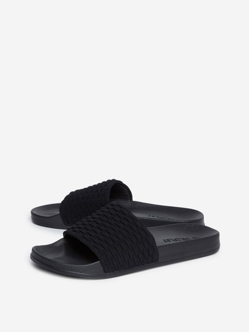 Buy SOLEPLAY by Westside Black Textured Slides Online at best price at ...