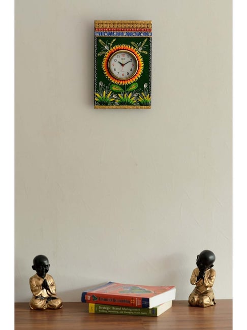 eCraftIndia Wooden Papier Mache Green Leaves Artistic Handcrafted Wall Clock-picture-43