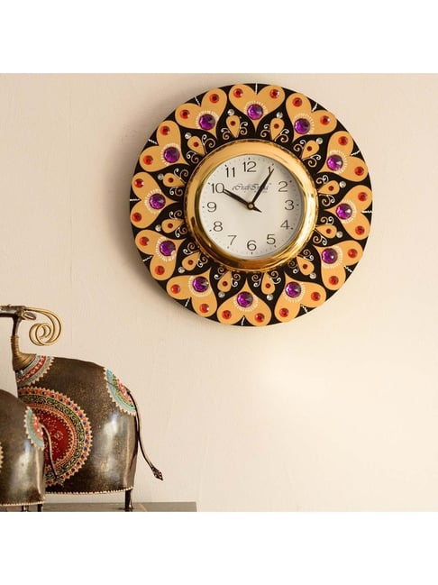 eCraftIndia Purple and Red Crystal on Adorning Heart Wooden Handcrafted Wall Clock-picture-14