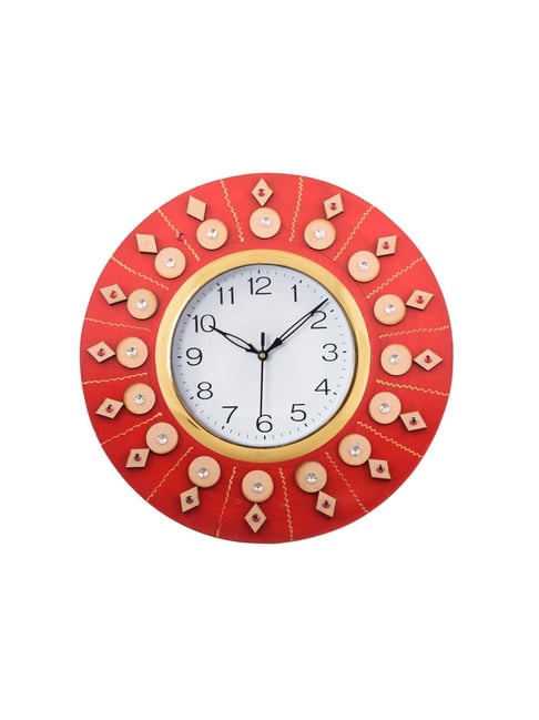 eCraftIndia Decorative Handcrafted Orange Wooden Wall Clock-picture-16
